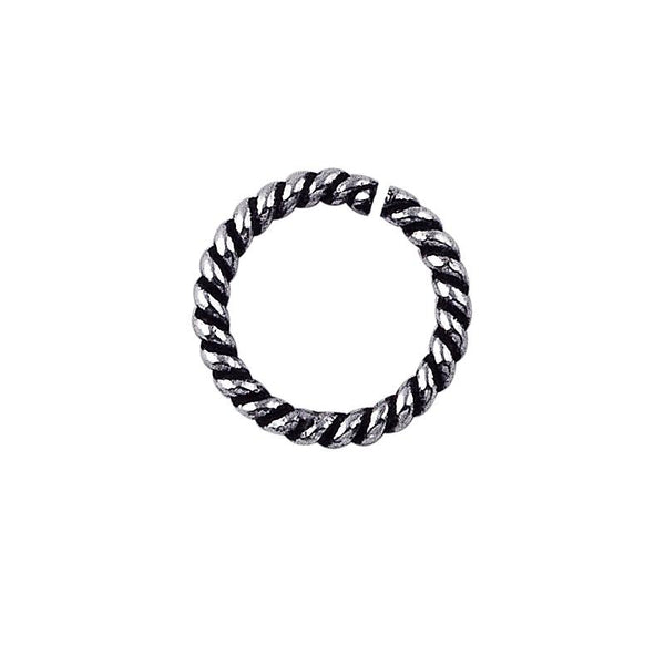 JOSS-102-8MM Sterling Silver Open Jump Ring Twisted Oxidise Beads Bali Designs Inc 