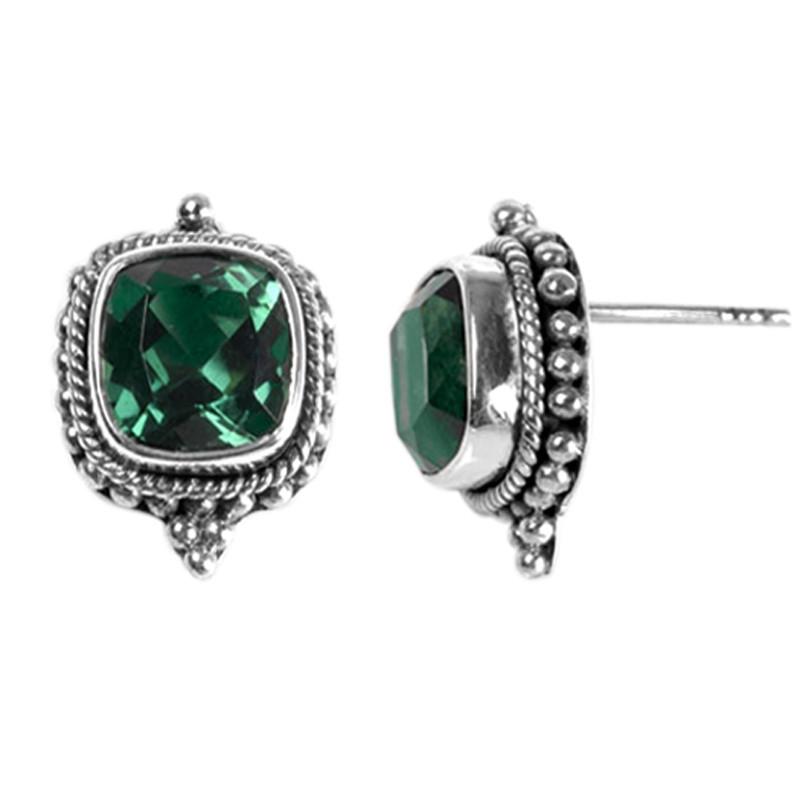 NKE-1110-GQ Sterling Silver Earring With Green Quartz Jewelry Bali Designs Inc 