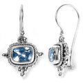 Sterling Silver Blue Topaz Quartz Cushion Rope Accent Earrings