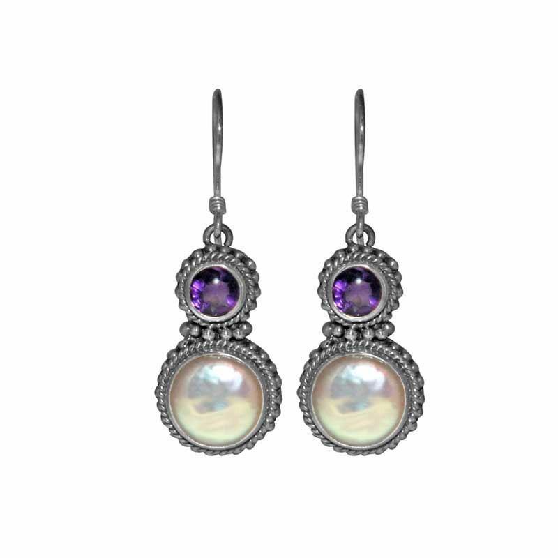 NKE-1160-CO1 Sterling Silver Pendant With Amethyst Q., Pearl Jewelry Bali Designs Inc 