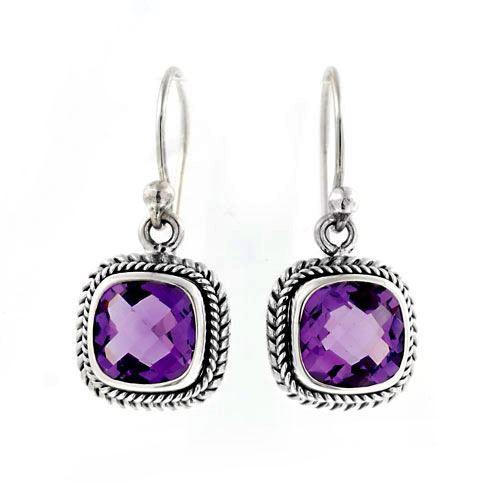 NKLE-001-AM Sterling Silver Earring With Amethyst Q. Jewelry Bali Designs Inc 