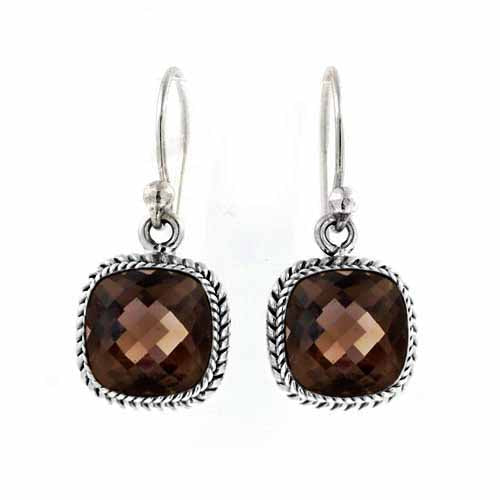 NKLE-001-ST Sterling Silver Earring With Smokey Quartz Jewelry Bali Designs Inc 