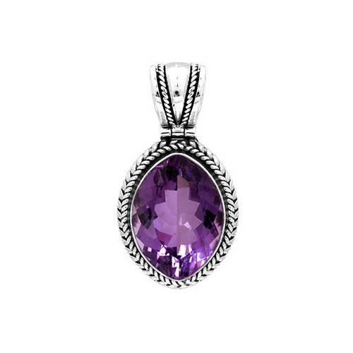 NKP-1102-AM Sterling Silver Pendant With Amethyst Q. Jewelry Bali Designs Inc 