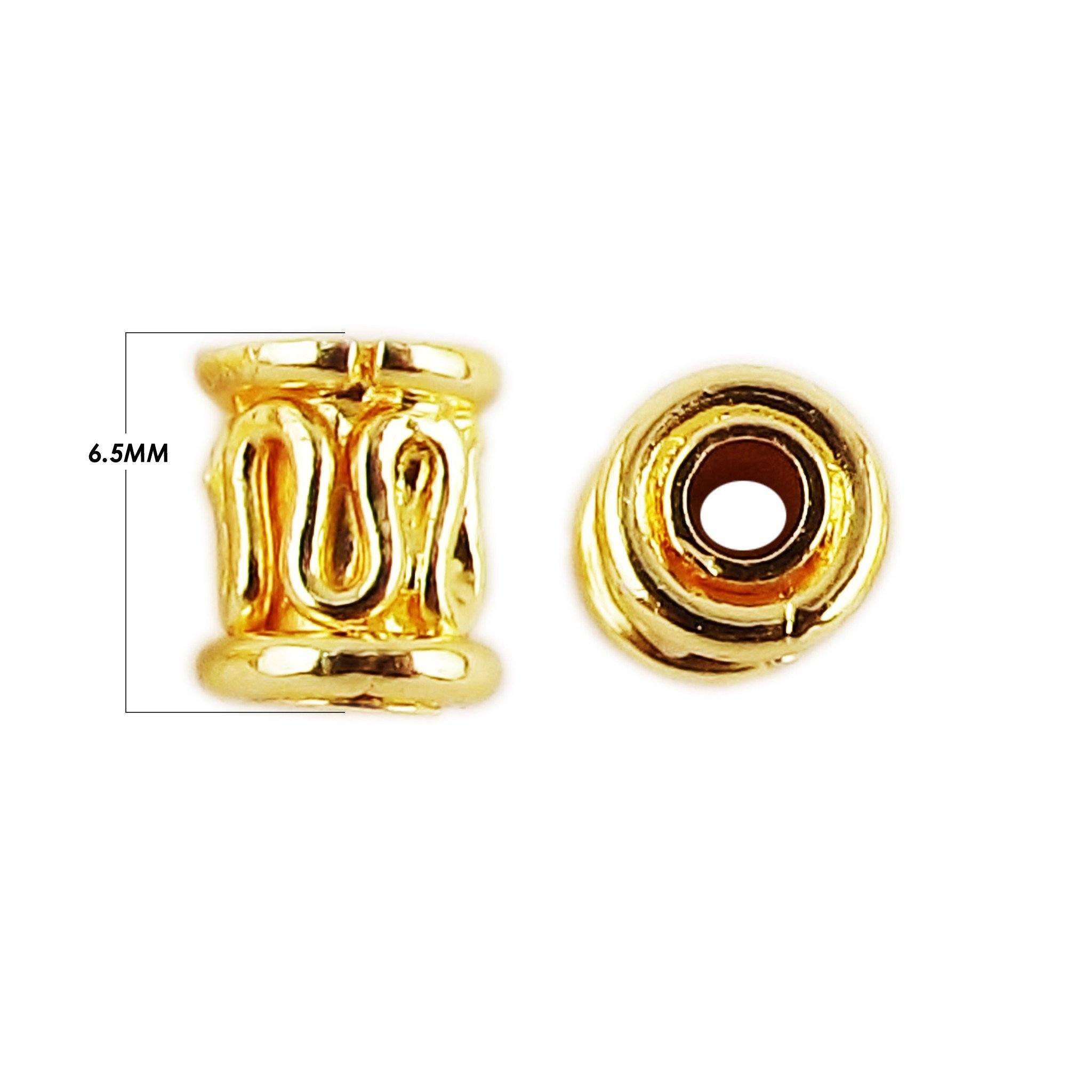 18K Gold Overlay Tube Over Copper decorative Bali style jewelry component handcrafted in India for wholesale