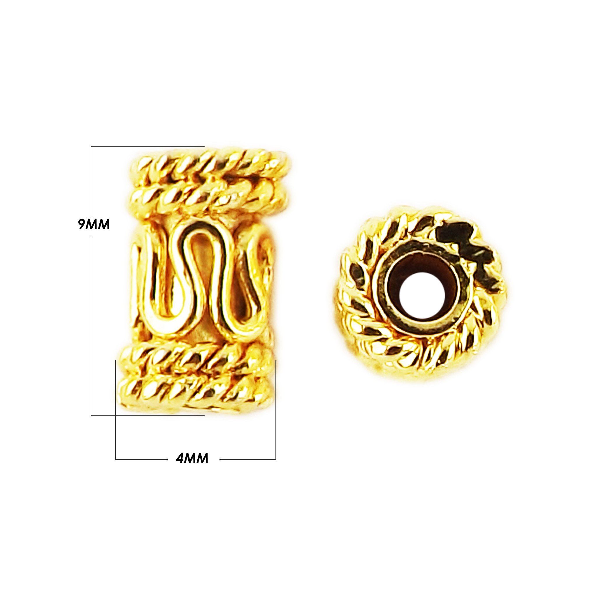 18K Gold Overlay Tube Over Copper decorative Bali style jewelry component handcrafted in India for wholesale