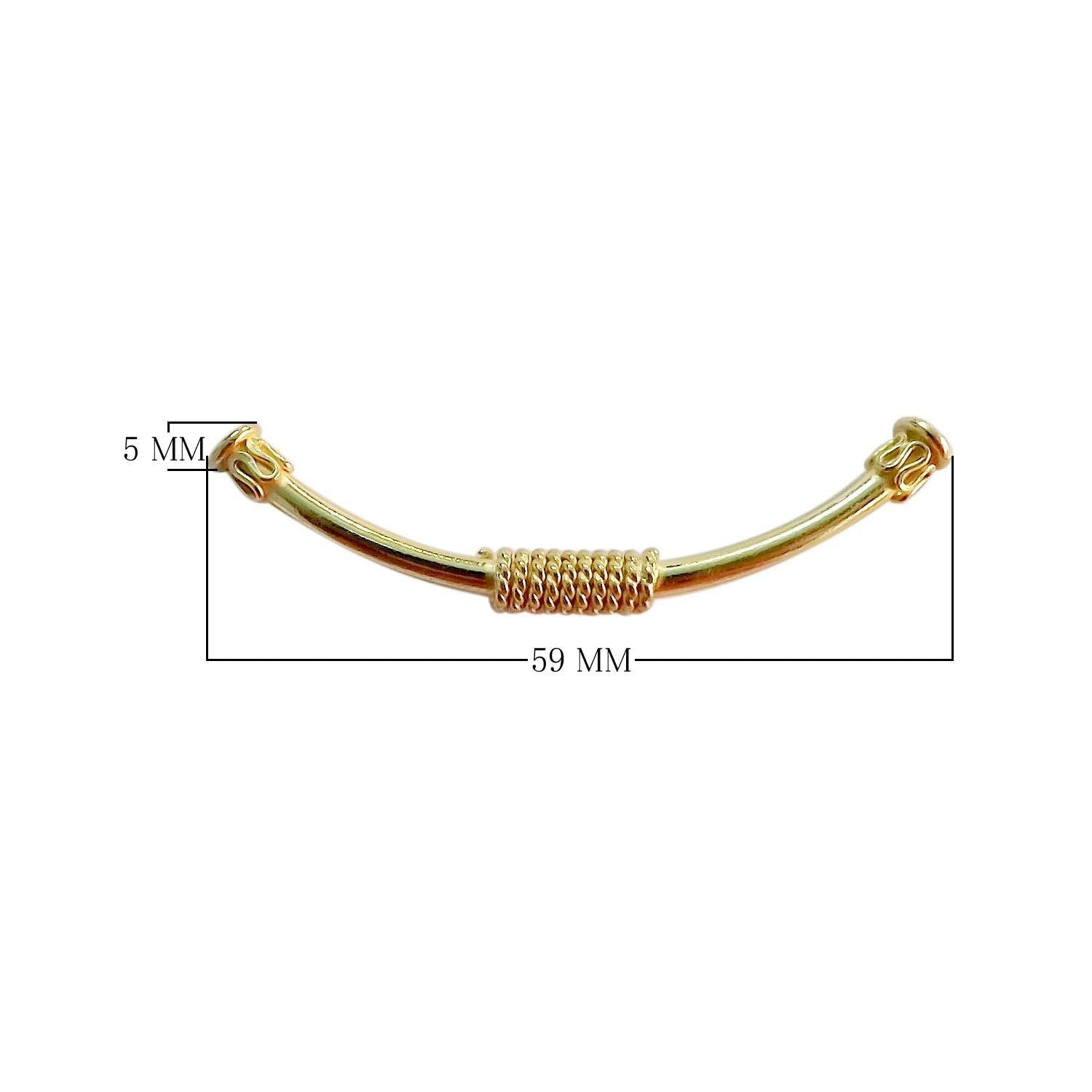 18K Gold Overlay Tube Over Copper curved Bali style jewelry component handcrafted in India for wholesale