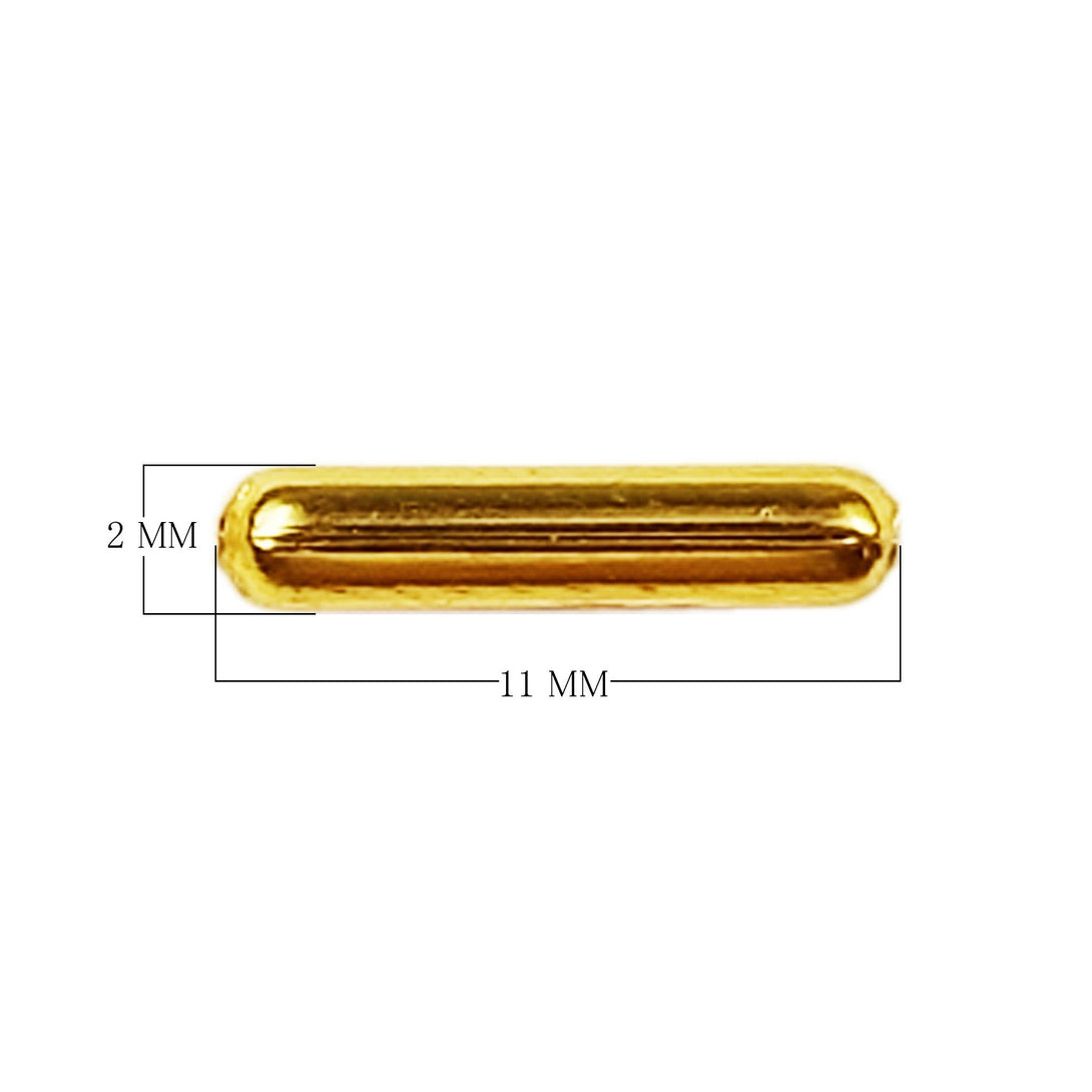 PG-119-11X2MM 18K Gold Overlay Tube Beads Bali Designs Inc 