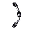 Patterned curved silver overlay over copper tube bead handcrafted in India for wholesale jewelry use
