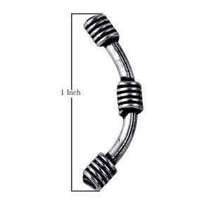 Patterned curved silver overlay over copper tube bead handcrafted in India for wholesale jewelry use