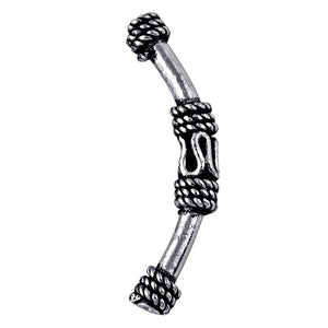 Handcrafted silver overlay tube bead over copper with oxidized finish and rope design from India for wholesale jewelry making