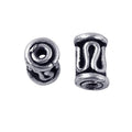 Handcrafted silver overlay tube bead over copper with openwork design and oxidized finish from India for wholesale jewelry components