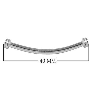 Handcrafted silver overlay curved tube bead over copper with smooth finish from India for wholesale jewelry manufacturing