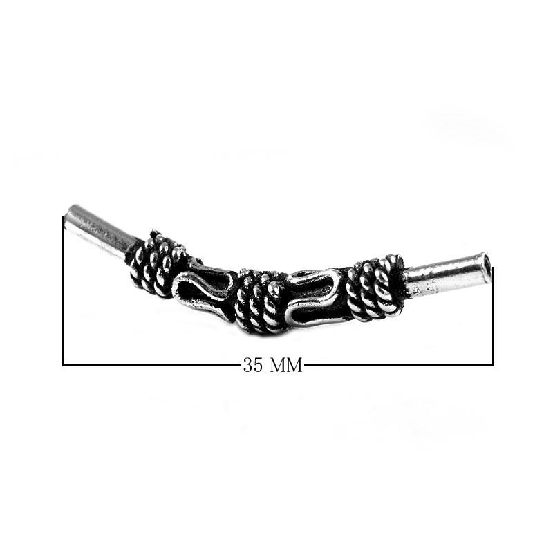 Silver overlay over copper tube Bali style connector handcrafted in India with oxidized finish for wholesale jewelry production