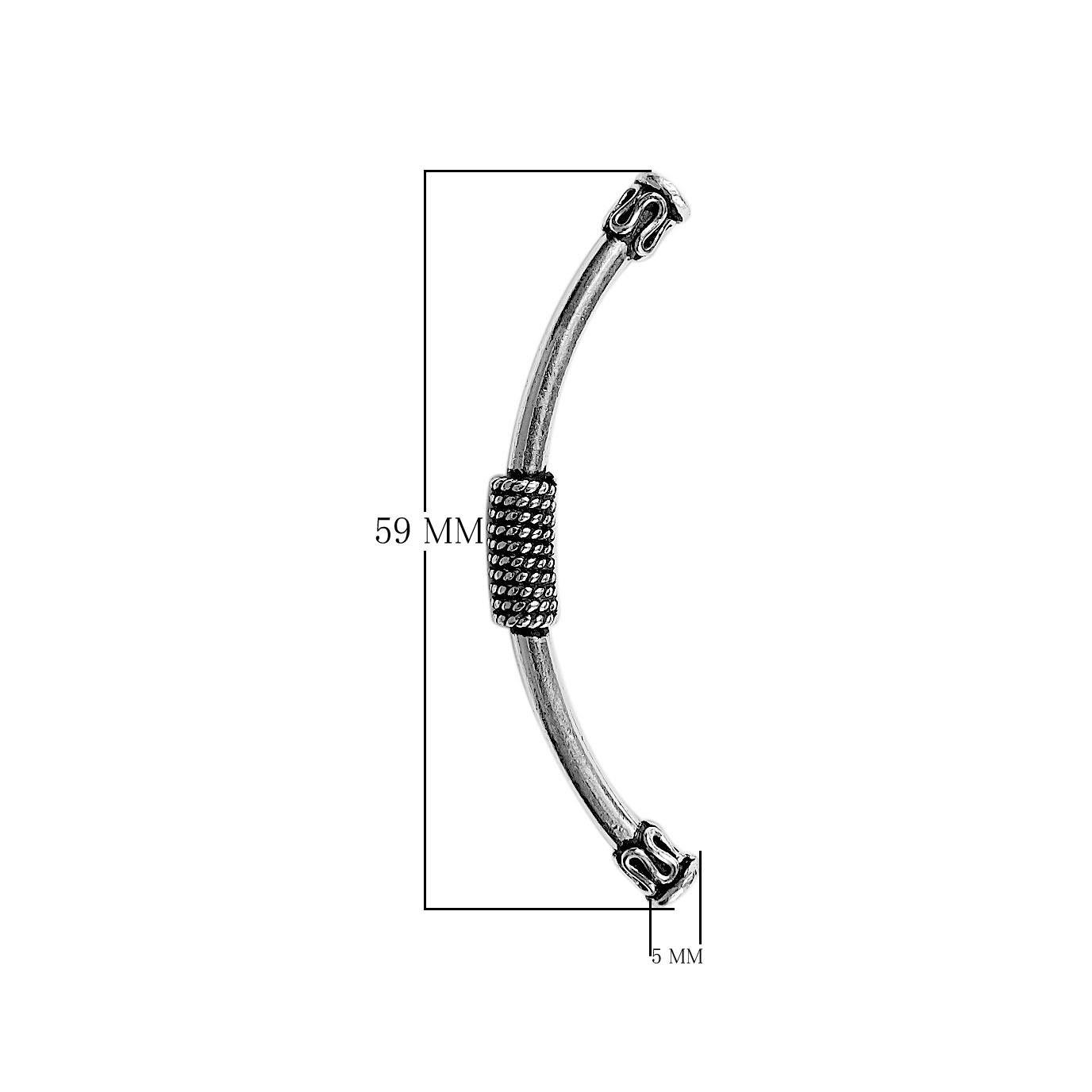 Silver overlay over copper granulated center tube bead handcrafted in India with oxidized silver finish for wholesale jewelry making