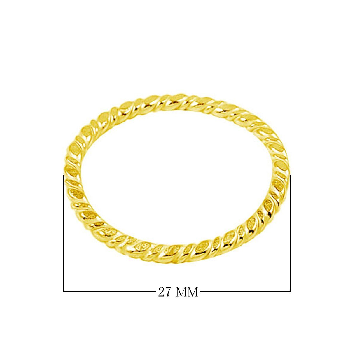 18K Gold Overlay Over Copper twisted rope bangle handcrafted in India with high-polish gold finish size 27 MM sold as pack of two pieces