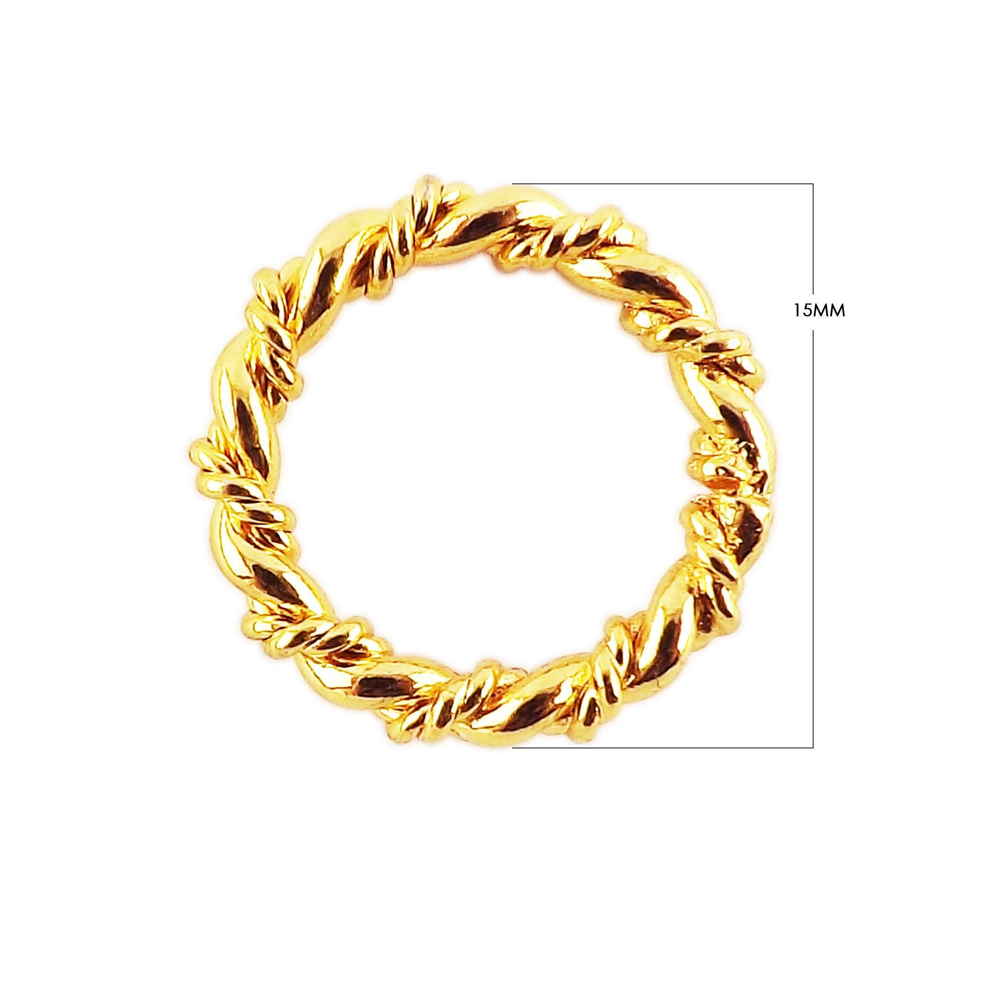 18K Gold Overlay Copper twisted rope style jewelry ring component with textured polished finish, handcrafted in India for wholesale jewelry manufacturing and professional design applications.