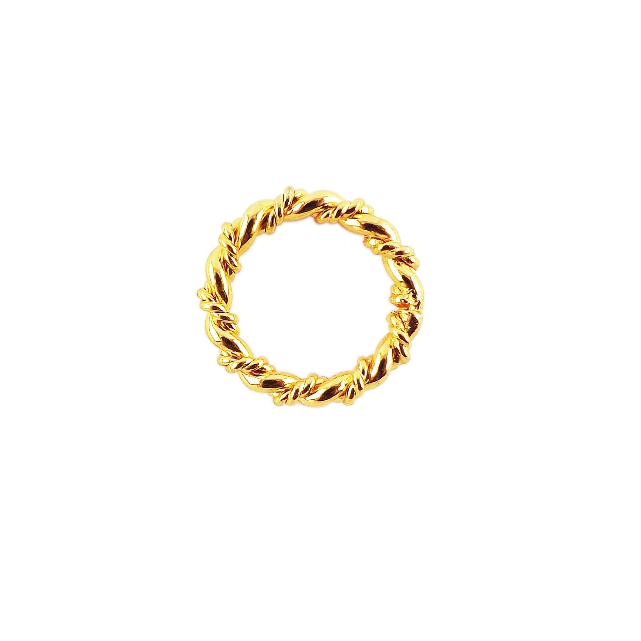 18K Gold Overlay Copper twisted rope style jewelry ring component with textured polished finish, handcrafted in India for wholesale jewelry manufacturing and professional design applications.