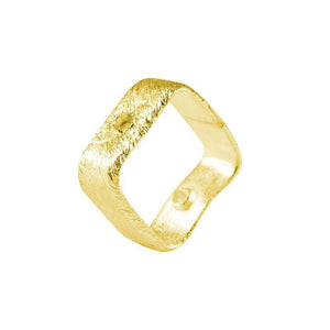 18K Gold Overlay Copper open-form jewelry ring component with textured polished finish and functional side holes, handcrafted in India for wholesale jewelry manufacturing and professional design use.