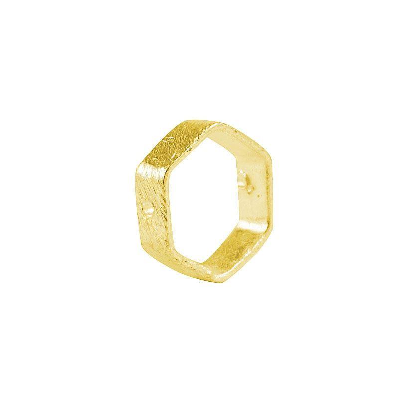 18K Gold Overlay Copper geometric open-form jewelry ring component with textured polished surface and functional side holes, handcrafted in India for wholesale jewelry manufacturing and professional use.