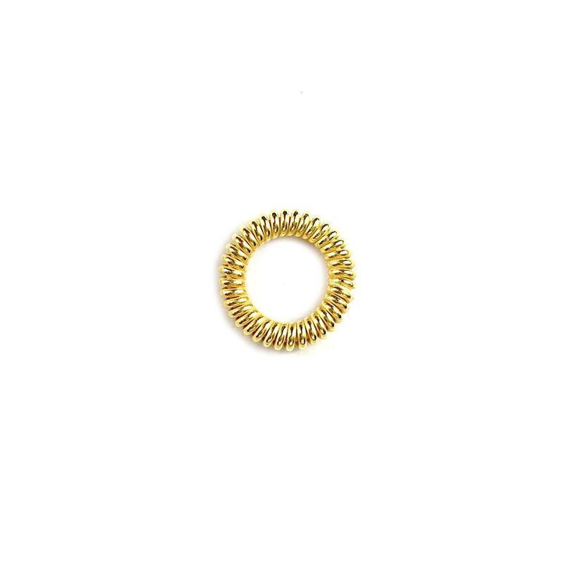 18K Gold Overlay Copper coiled spring style jewelry ring component featuring a tightly wound circular design and polished gold finish, handcrafted in India for wholesale jewelry manufacturing and professional design use.