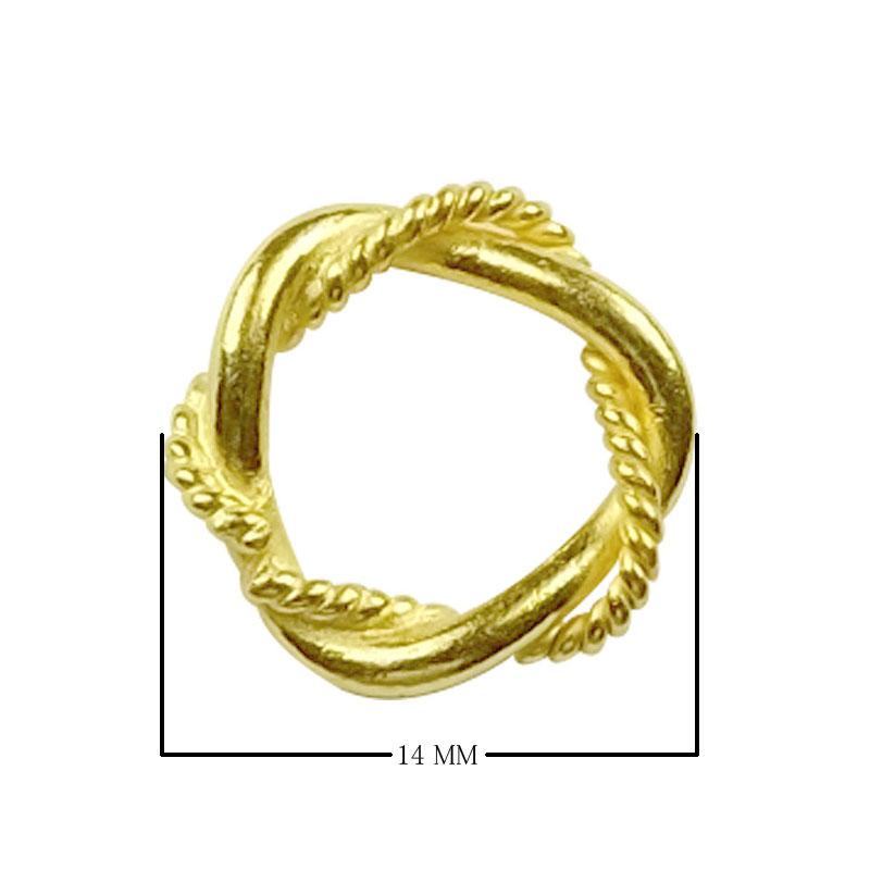 18K Gold Overlay Copper twisted rope pattern jewelry ring component with polished gold surface and alternating smooth texture, handcrafted in India for wholesale jewelry manufacturing and professional use.