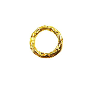 Handcrafted textured circle ring with 18K Gold Overlay over Copper, artisan-made jewelry from India.