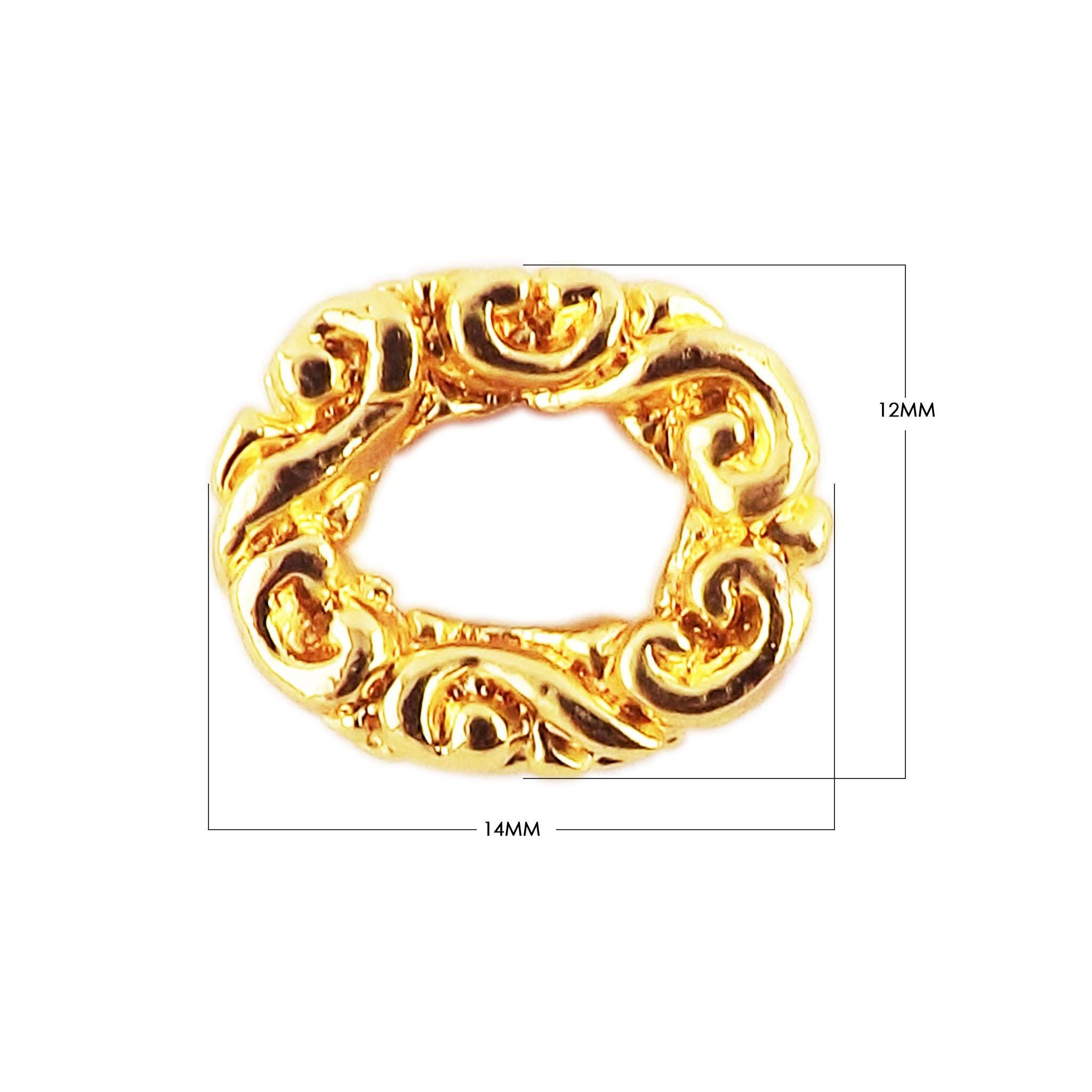 18K Gold Overlay Over Copper ornate oval connector handcrafted jewelry component wholesale India