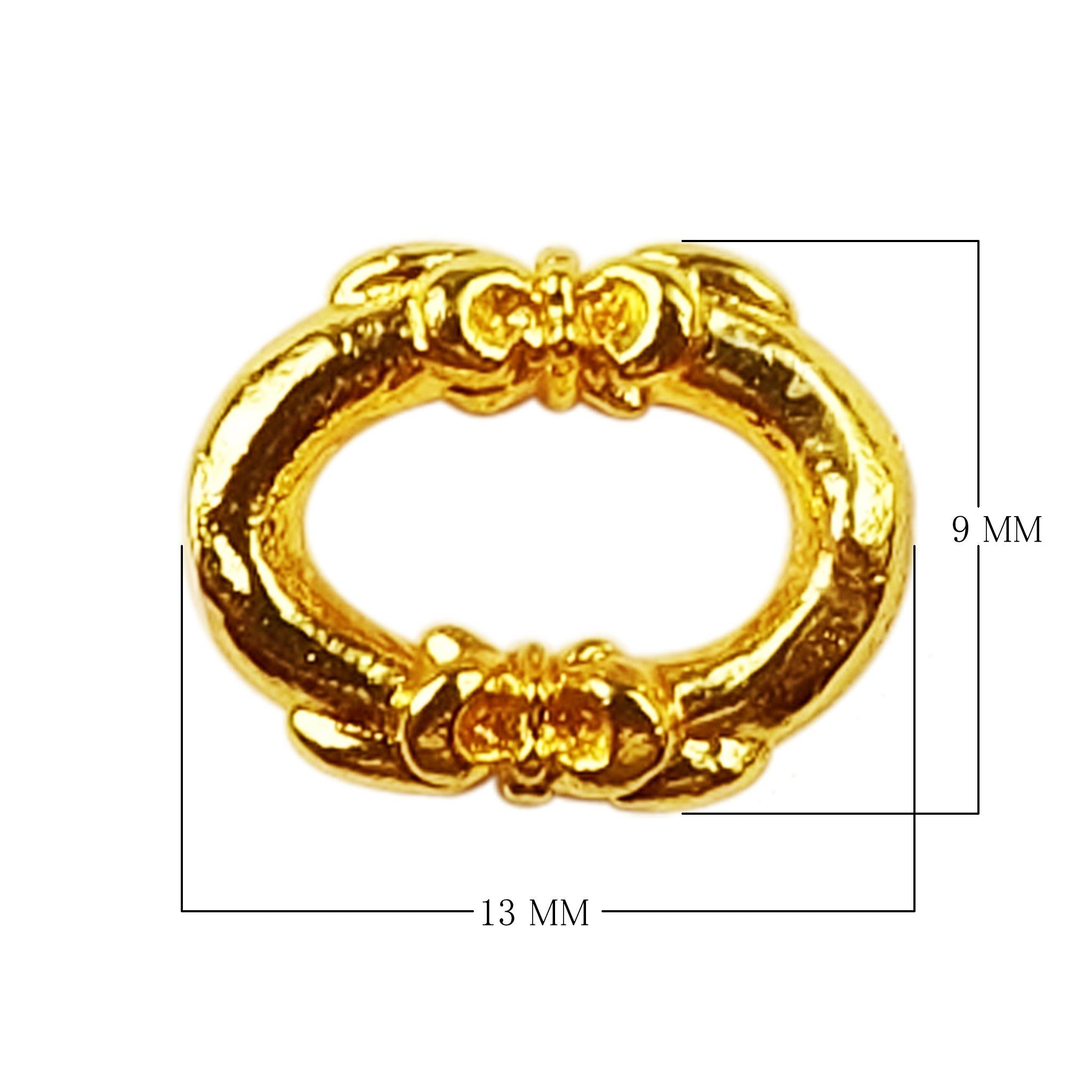 18K Gold Overlay Over Copper oval connector with decorative accents handcrafted jewelry component wholesale India