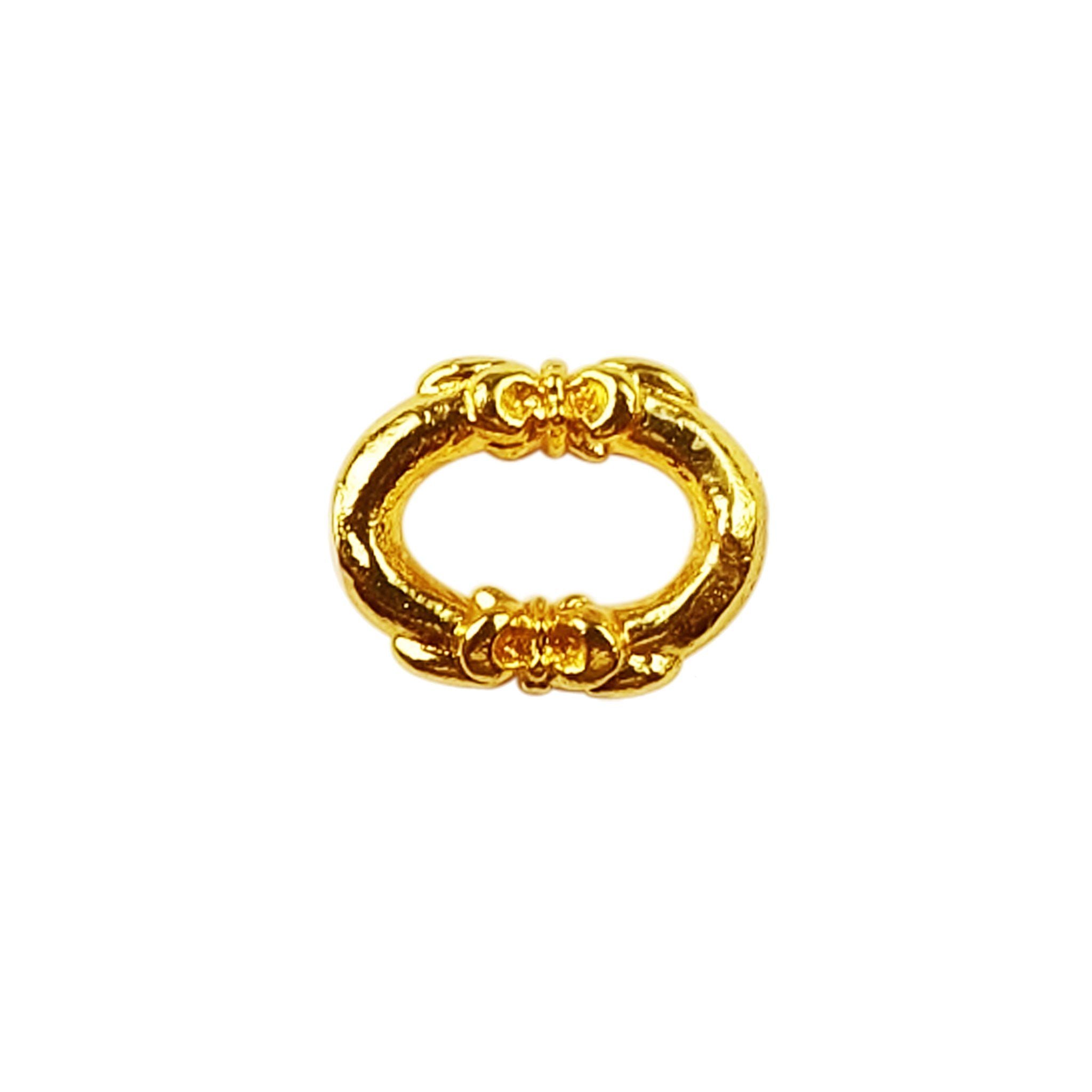18K Gold Overlay Over Copper oval connector with decorative accents handcrafted jewelry component wholesale India