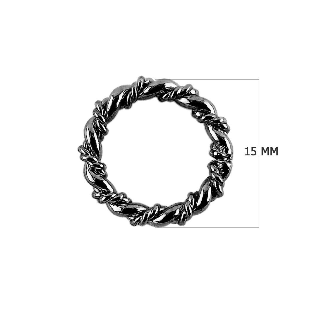 RR-104-15MM Black Rhodium Overlay Ring Findings Beads Bali Designs Inc 