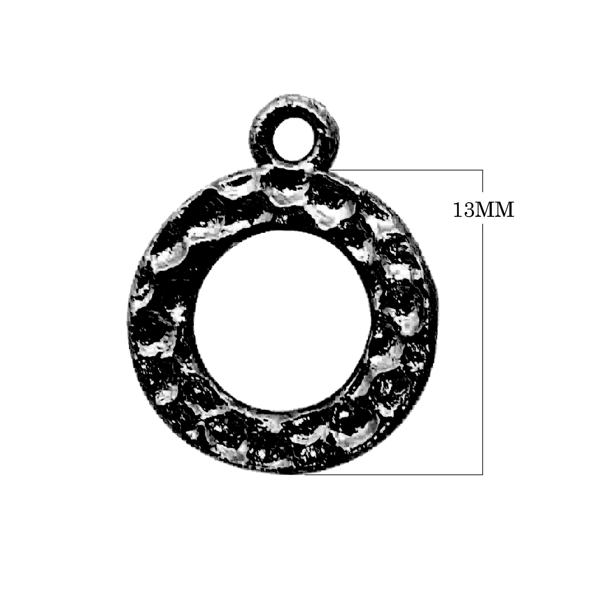 Handcrafted circular pendant connector with Black Rhodium Overlay Over Copper, artisan jewelry component made in India for wholesale