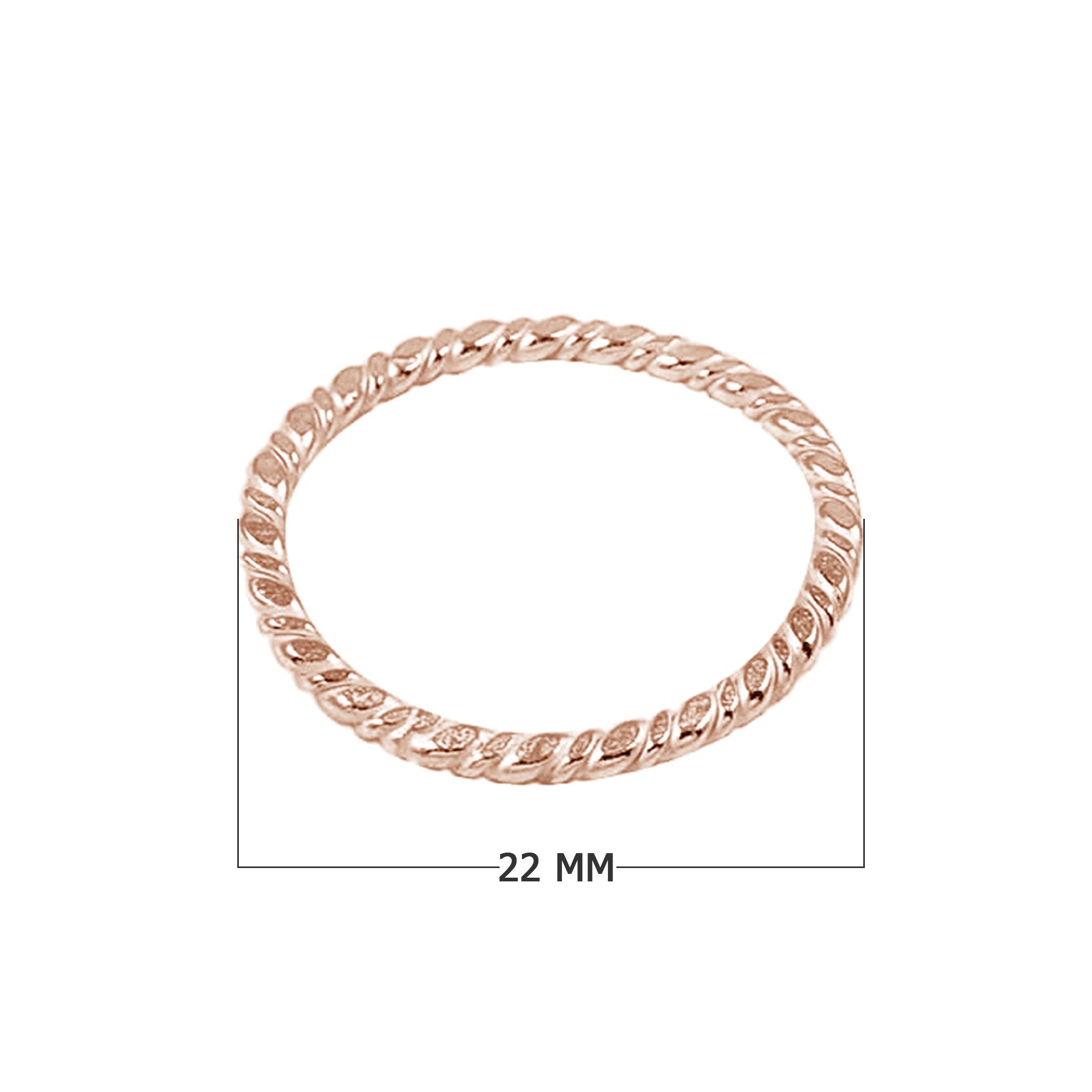 Handcrafted twisted round ring findings with rose gold overlay over copper, made in India.