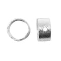 Wide band silver overlay over copper ring blank with center hole and textured finish handcrafted in India for wholesale jewelry making