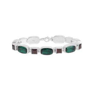 SB-0259-CO1-7.5" Sterling Silver Bracelet With Green Quartz, Garnet Q. Jewelry Bali Designs Inc 