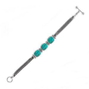 SB-0900-TQ Sterling Silver Bracelet With Turquoise Jewelry Bali Designs Inc 