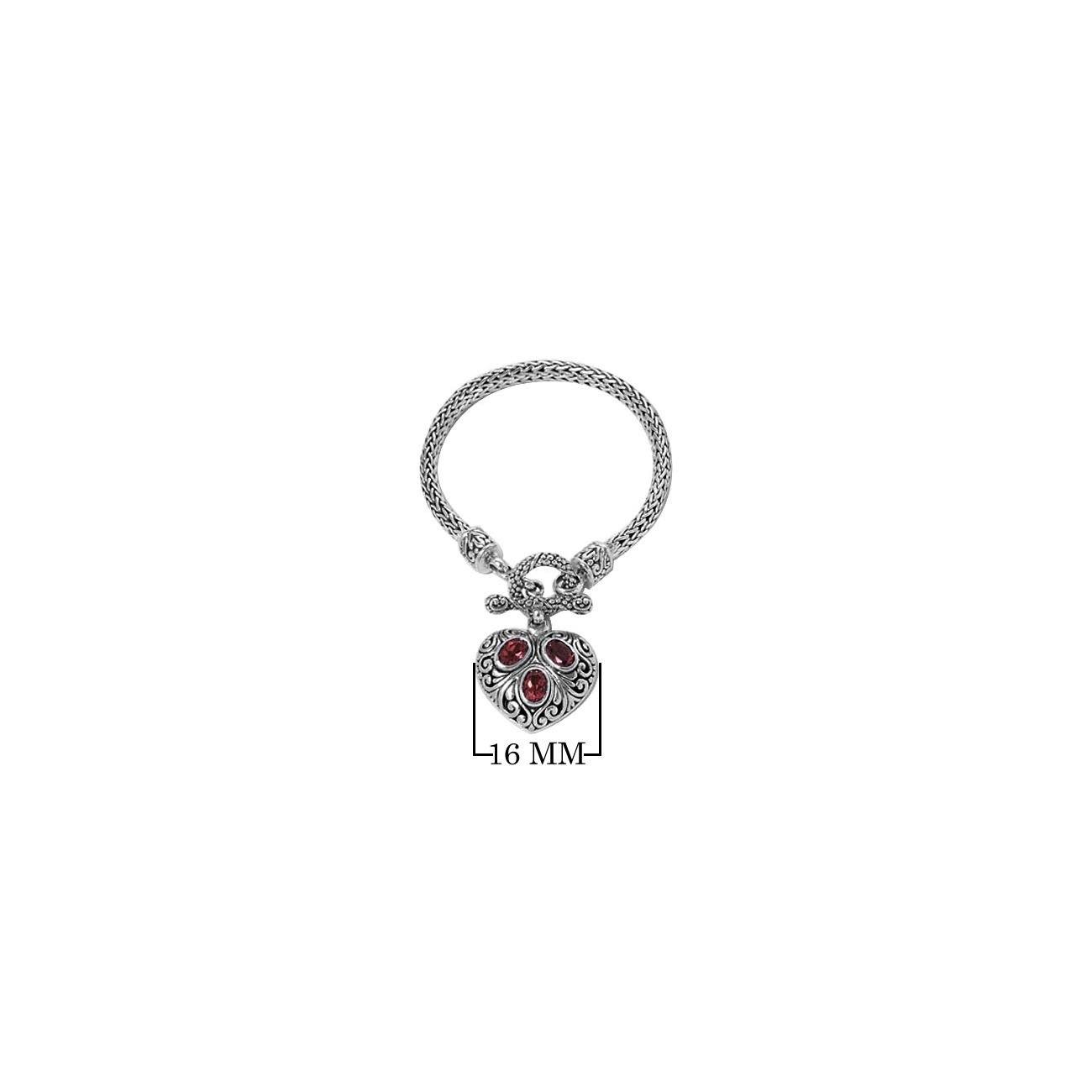 Wholesale Sterling Silver Woven Bracelet With Garnet Quartz Heart Medallion