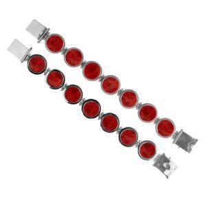 SB-1104-CR-7.5" Sterling Silver Bracelet With Coral Jewelry Bali Designs Inc 