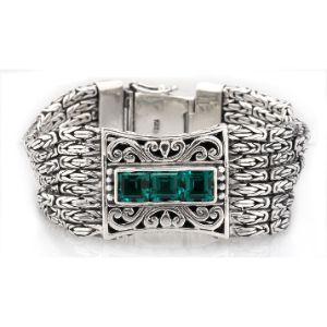 SB-1241-GQ Sterling Silver Bracelet With Green Quartz Jewelry Bali Designs Inc 