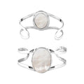 Wholesale Sterling Silver Cuff Bracelet With Oval Mother Of Pearl Centerpiece