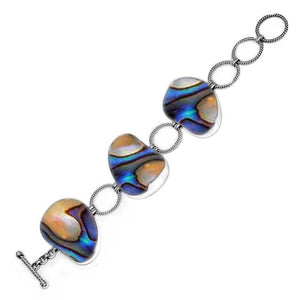 Wholesale Sterling Silver Bracelet With Organic Abalone Shell Link Design