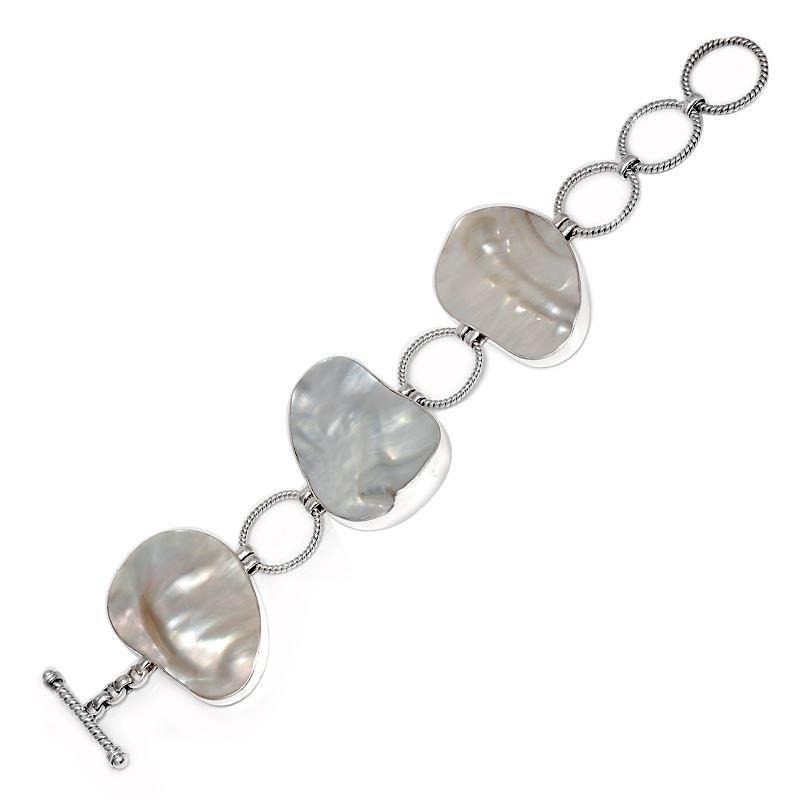 Wholesale Sterling Silver Bracelet With Organic Mother Of Pearl Link Design