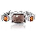Wholesale Sterling Silver Bracelet With Smoky Quartz And Citrine Quartz Faceted Center Design