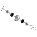 Wholesale Sterling Silver Bracelet With Black Onyx, Gray Mabe Pearl, And Shell Nautilus Centerpiece