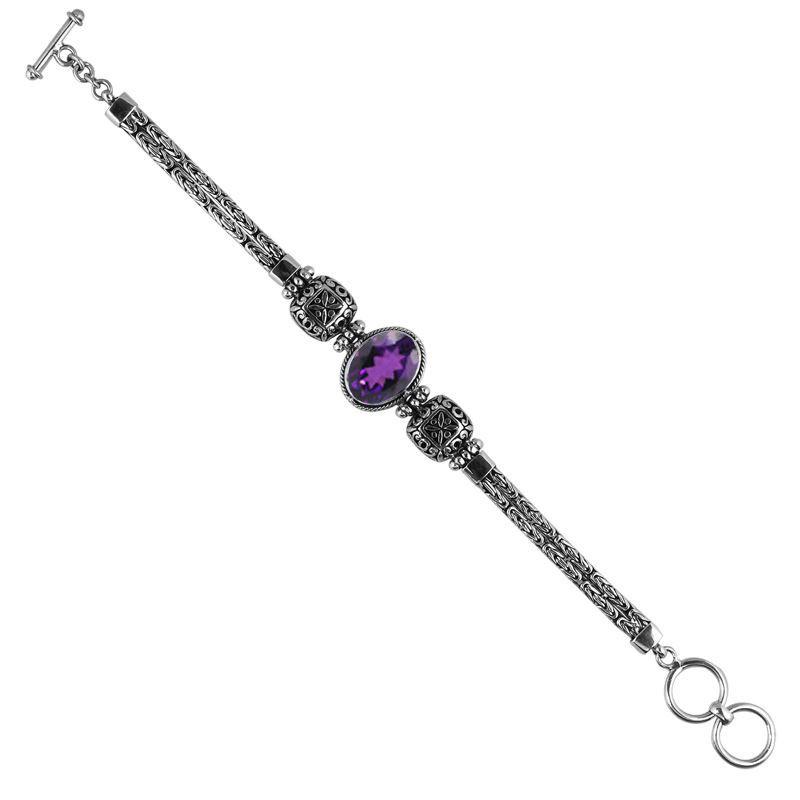 Wholesale Sterling Silver Filigree Bracelet With Amethyst Quartz Oval Center