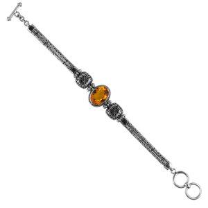 SB-1828-CT Sterling Silver Bracelet With Citrine Q. Jewelry Bali Designs Inc 