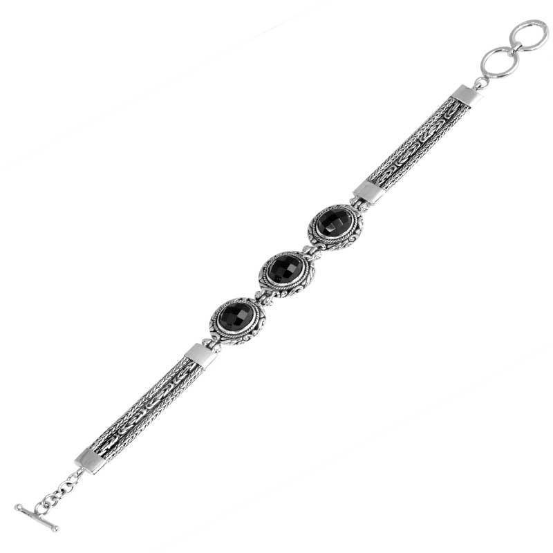 SB-1831-ONX Sterling Silver Bracelet With Black Onyx Jewelry Bali Designs Inc 