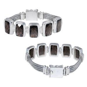 SB-1847-ST Sterling Silver Bracelet With Smokey Quartz Jewelry Bali Designs Inc 