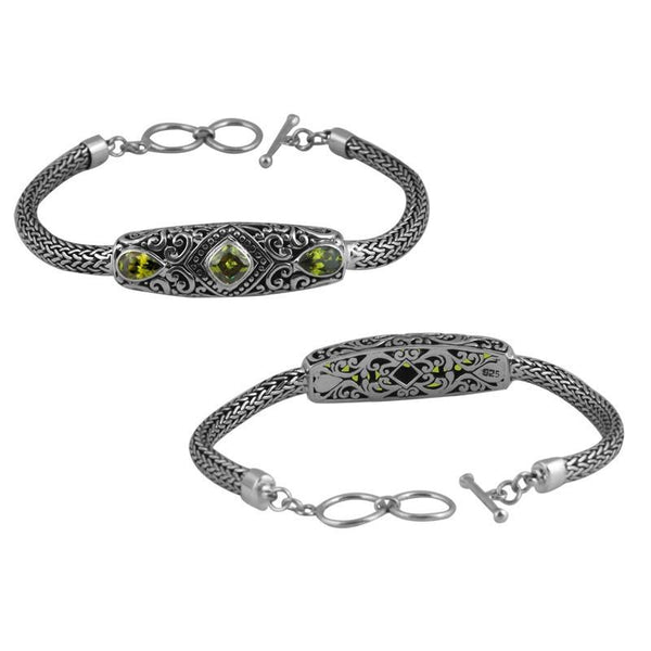SB-1895-PR Sterling Silver Bracelet With Peridot Q. Jewelry Bali Designs Inc 