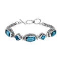 Wholesale Sterling Silver Bracelet With Blue Topaz Quartz Multi-Shape Stones