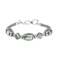 Wholesale Sterling Silver Bracelet With Green Amethyst Quartz Multi-Shape Stones